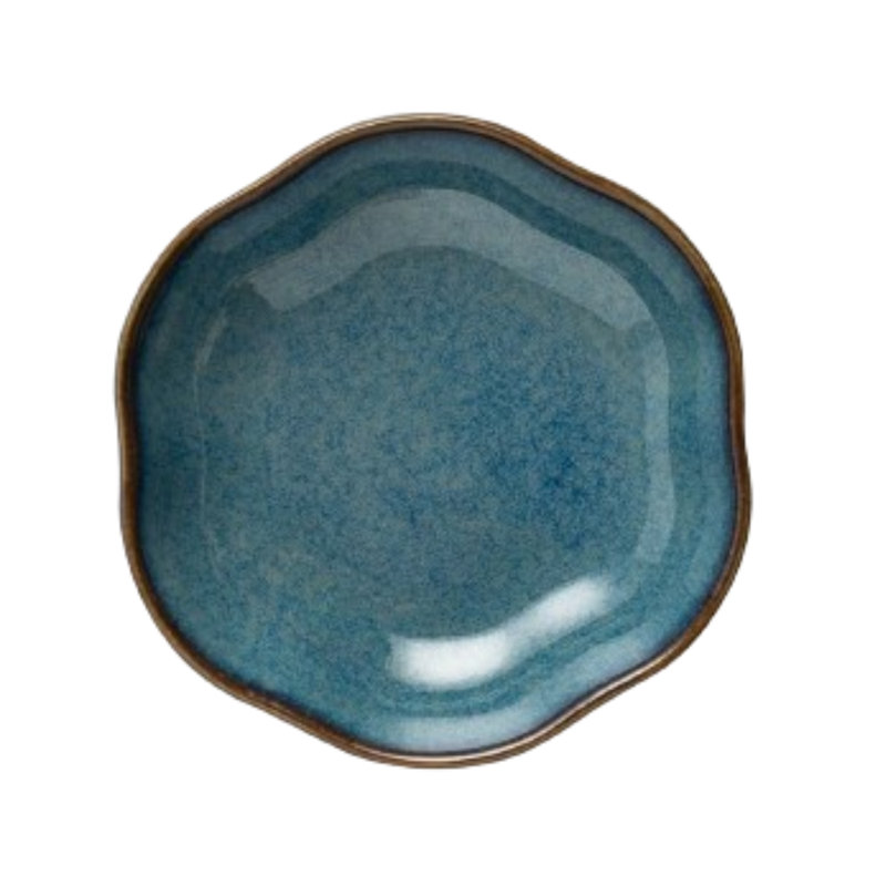 Anneau à fleurs en céramique bleu et plat à bijoux