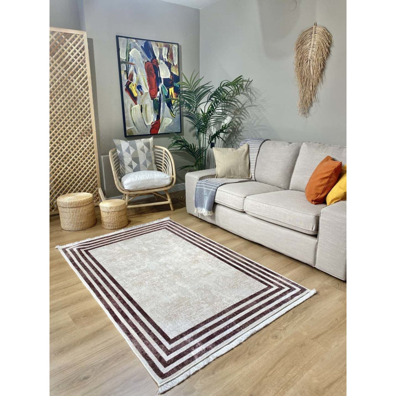 Landree Performance Cotton Washable Striped Indoor / Outdoor Rug, Rectangle 5'3" x 16'5"