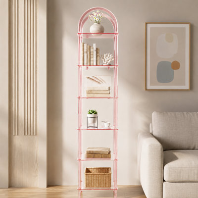 Étagère à livres arquée à 6 niveaux en acrylique, tablette de rangement haute pour salon et bureau