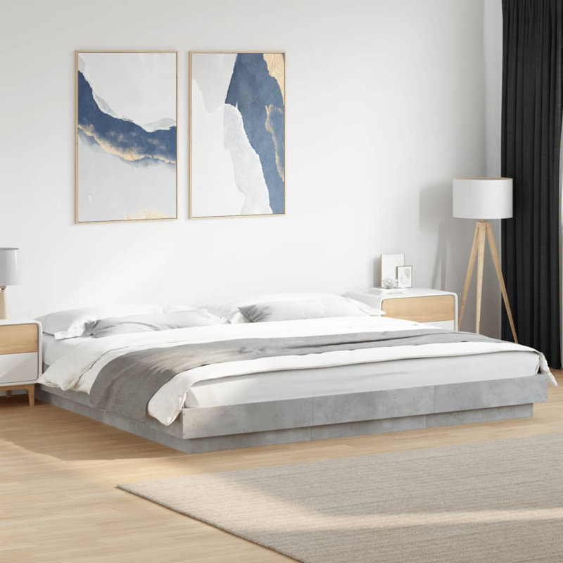 Bormann Bed, Concrete Grey, Super King (180 x 200 cm)
