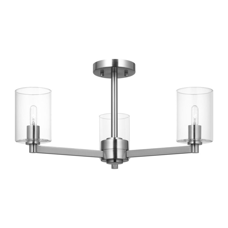 3 - Light Semi Flush Mount, Chrome
