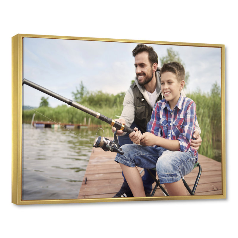 " Hunter S Fishing Pursuit II ", Gold Floater Framed, 16" H x 32" W