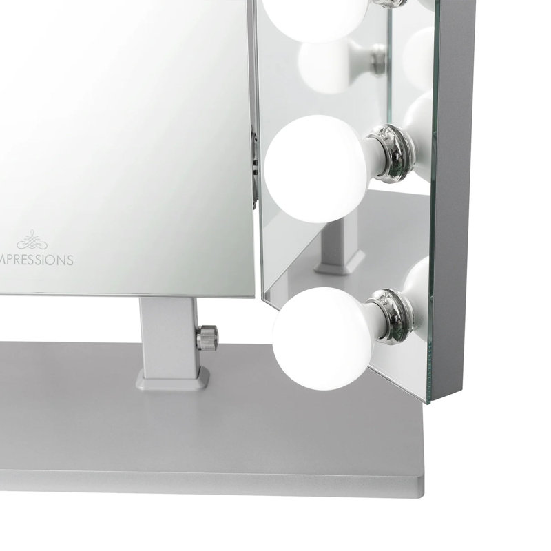 Miroir de coiffeuse Trifecta Plus avec 15 ampoules sphériques à DEL, miroir de maquillage Portrait avec gradateur à bouton