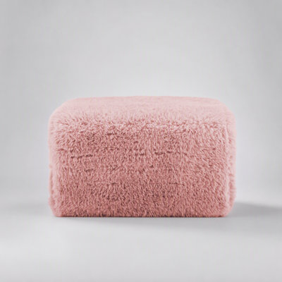Canapé d'angle modulaire Aviana Ottoman en tissu peluche rose - Confortable, polyvalent et sans assemblage requis