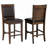 Upholstered Counter Height Chair Rich Walnut Wood Finish Padded Seat And Backrest Upholstered Brown Faux Leather Bar Chairs 2Pc Seta