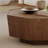 Hexagonal Wood Veneer Coffee Table With Double Drawers – Rotating Storage Table
