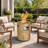  Round Propane Smokeless Fire Pit With Hidden Fuel Tank,Walnut