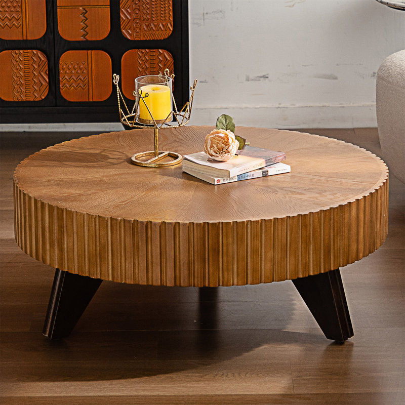 Table basse ronde 35,4 po, Naturel, Noir