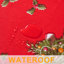 Nappe de Noël rectangulaire en vinyle avec envers en flanelle, imperméable, 132 x 229 cm, motif Père Noël, sapins et cloches, rouge.