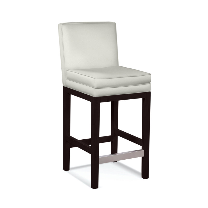 Upholstered Stool, Java Finish, Beige Performance Fabric; 0851-73