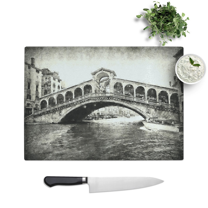 Tempered Glass Rialto Bridge Venice Italy Chopping Board, 28.5 cm x 39 cm