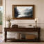 «Misty Mountain Lake with Pine Trees», art mural sur toile-1313896785