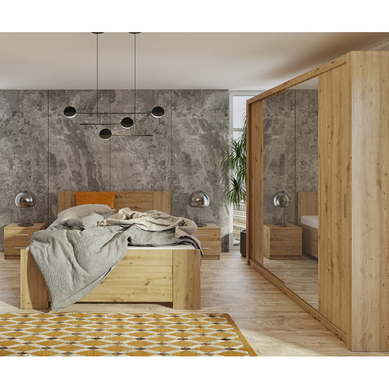 Frazierii 2 Door Manufactured Wood Wardrobe, 215cm H x 220cm W x 62cm D, Artisan