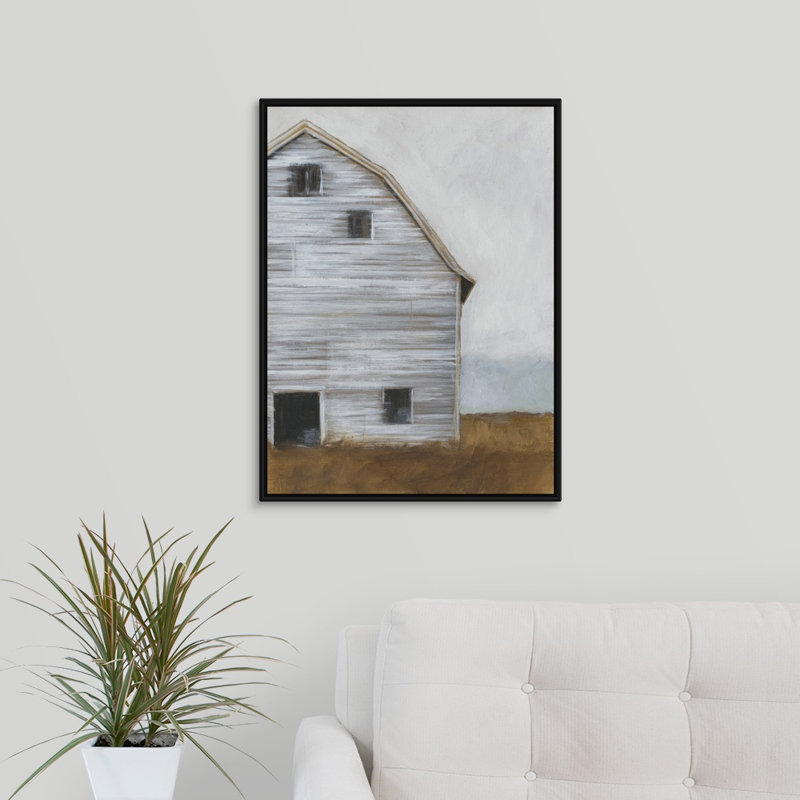 «Abandone Barn I», peinture sur toile, Cadre flottant noir, H 17,7 po x l 13,7 po x P 1,75 po