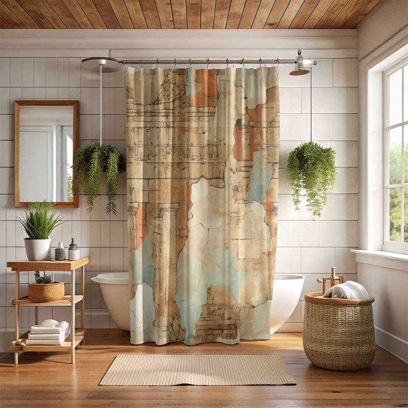 Burgis Shower Curtain, 74"H x 71"W