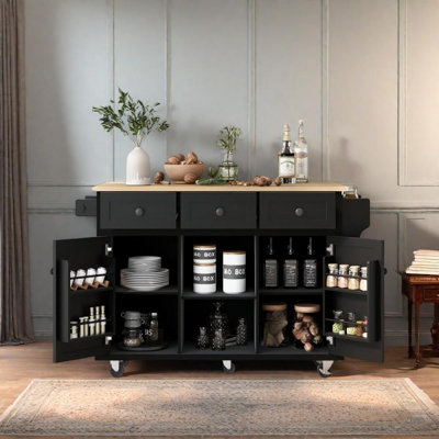 Kitchen Cart with Drop-Leaf Countertop and Internal Storage Racks by Winston Porter