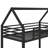 Metal House Bunk Bed With Built-In Ladder-1284728253