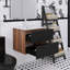 Meuble-lavabo mural noir et noyer 24 po avec lavabo en céramique