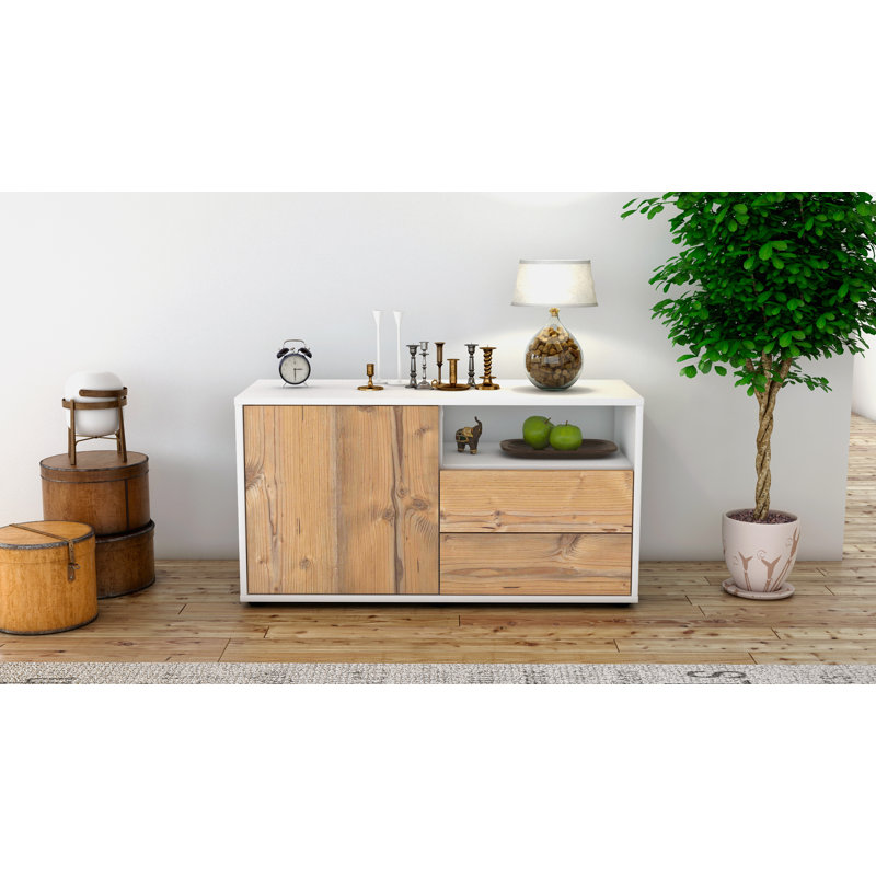 Tre 92 cm W Chest of 2 Drawers, White/Light brown
