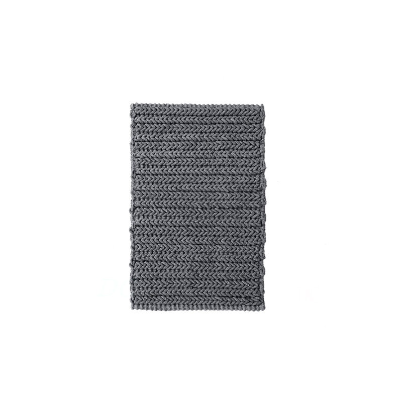 100% Cotton Chenille Chain Stitch Rug, Charcoal, Rectangle 1'8" x 2'6"