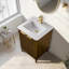 Ensemble de meuble-lavabo autoportant simple 24 po en brume de noyer avec plateau en pierre d'ingénierie Tavoleto Tavoleto-94514451-94514453