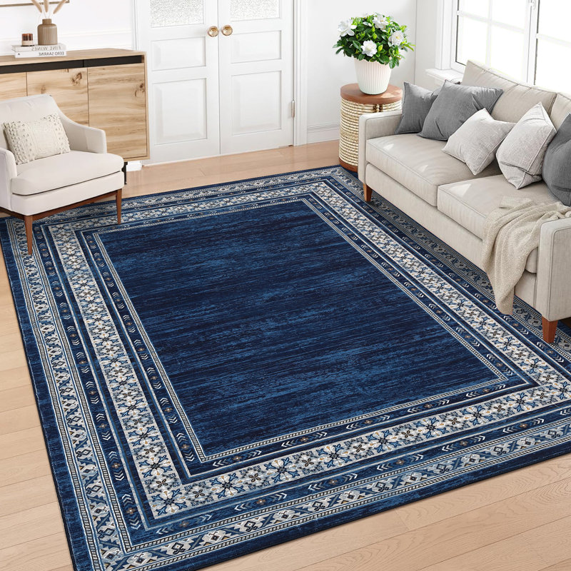 Washable Modern Rugs for Living Room Soft Geometric Area Rug Non Slip Stain Resistant Carpet, Rectangle 5' x 7'
