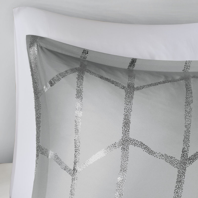 Twin Grey and Silver Microfiber 5-Piece Comforter Set