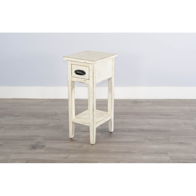 Komor Solid Wood End Table, White