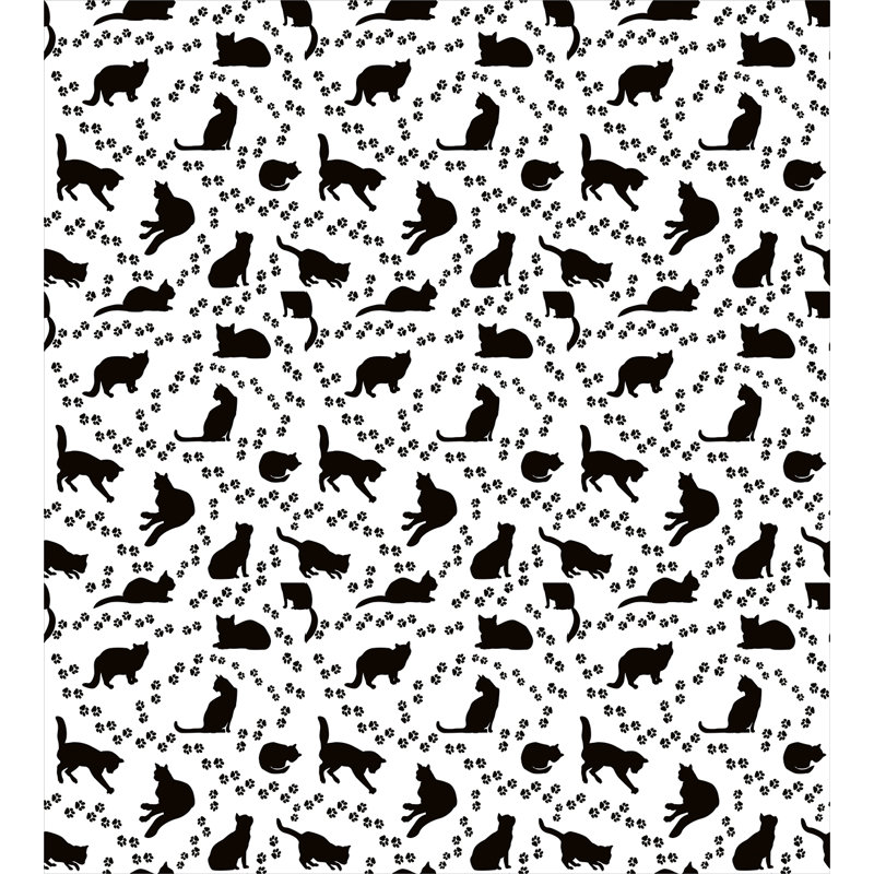Modern & Contemporary Polyester Duvet Cover, Queen, Black Cat