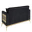 Canapé rembourré de style contemporain en bois avec accents dorés et noir