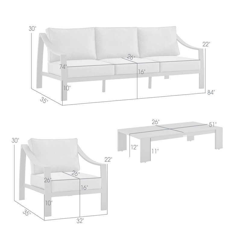 Koda Brown Aluminum Rectangular Outdoor Coffee Table