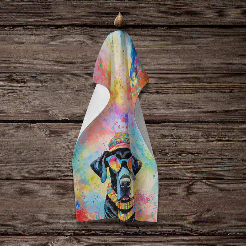 Serviette de cuisine noire Labrador Hippie Dawg