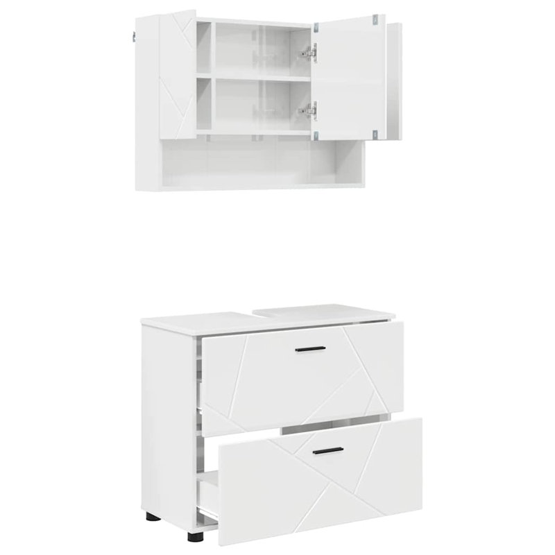 Bathroom Storage Furniture Set, High Gloss White