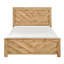 Mobilier de chambre à coucher rustique en bois à motif chevron de très grand lit à finition naturelle 1pc-756513662