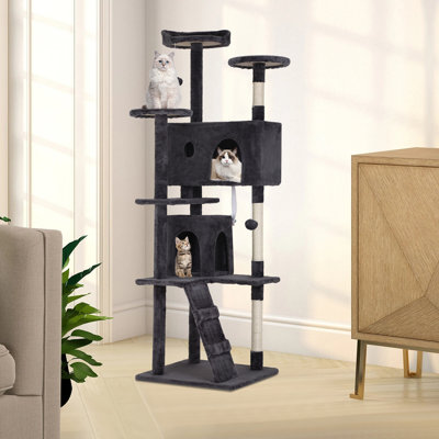 Dochy 70 Inch H Cat Tree Multi Level Cat Tower with Scratching Posts Cat Condo and Plush Perches for Indoor Cats Play Climb Scratch and Rest Use