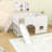 Wood Low Loft Bed with Slide and Storage Shelves-838121805