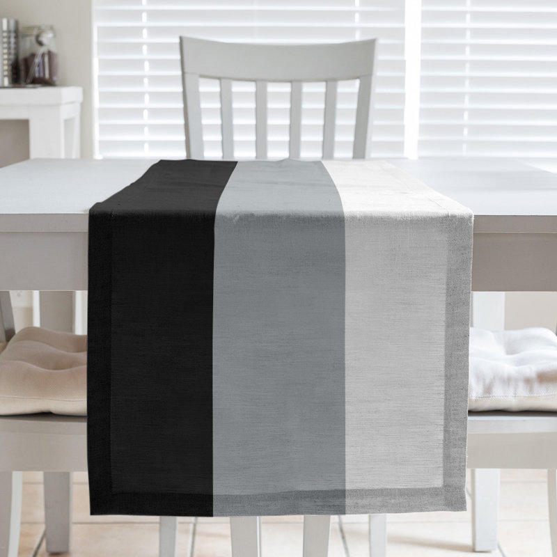 Las Vegas Football Stripes Table Runner, 72" L x 16" W, Black/Light Gray, Polyester