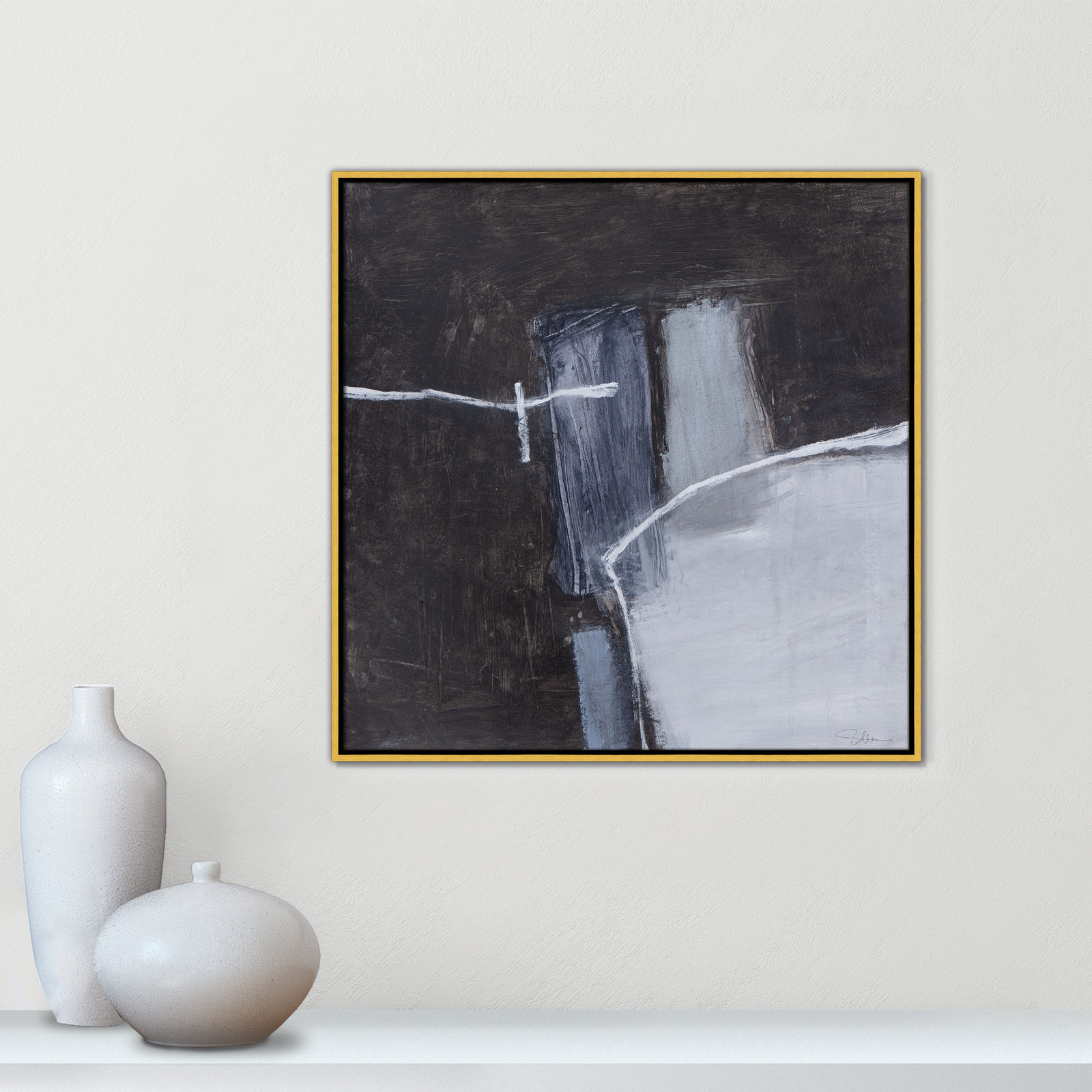 Graphite Gemstones Collection "Graphite Gemstones I" Print, Gold, 31.5" H x 31.5" W