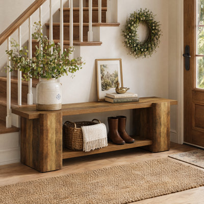 62.6"W Bench with Storage, 2-Tier Design