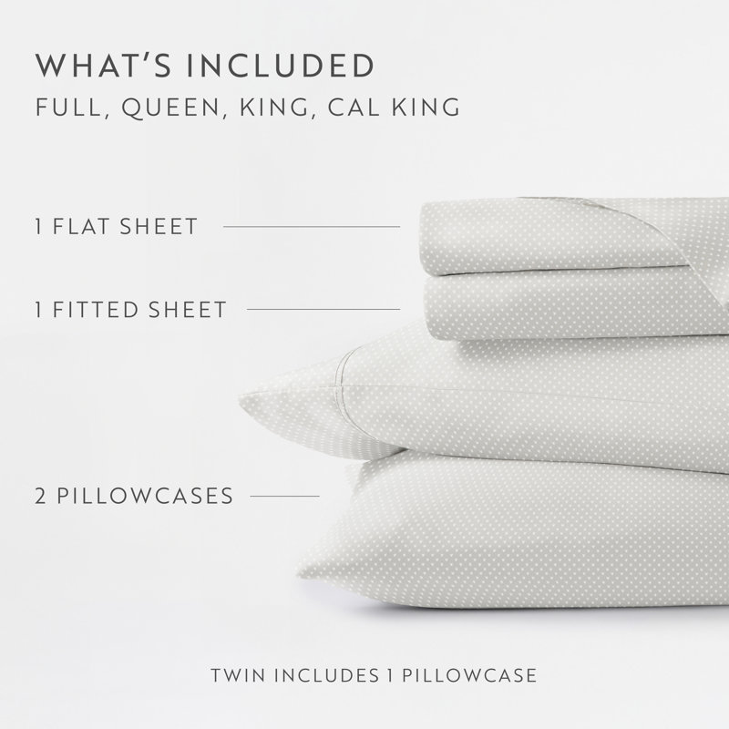 Home My Heart Pattern Microfiber Sheet Set, Light Gray, King Sheet Set + 1 Fitted Sheet + 2 Pillowcases