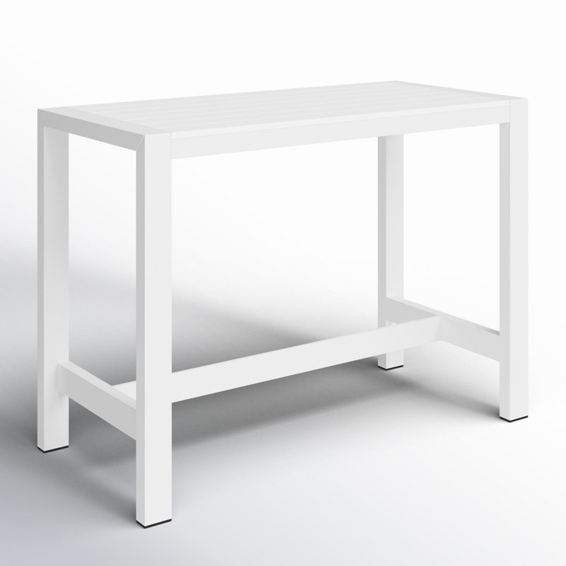 Betty Ackland Aluminum Outdoor Bar-Height Dining Table – Modern Patio Pub Table with Rust-Free Frame & All-Weather Poly Resin Top in White