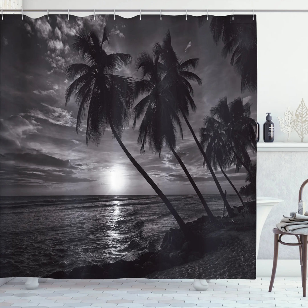 Tropical Coconut Palm Trees Print Single Shower Curtain Ambesonne 