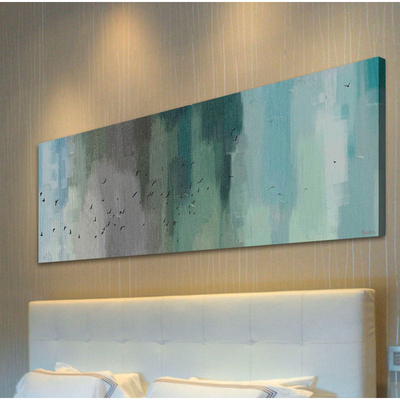 Large Abstract Blue and Gray Canvas Wall Art