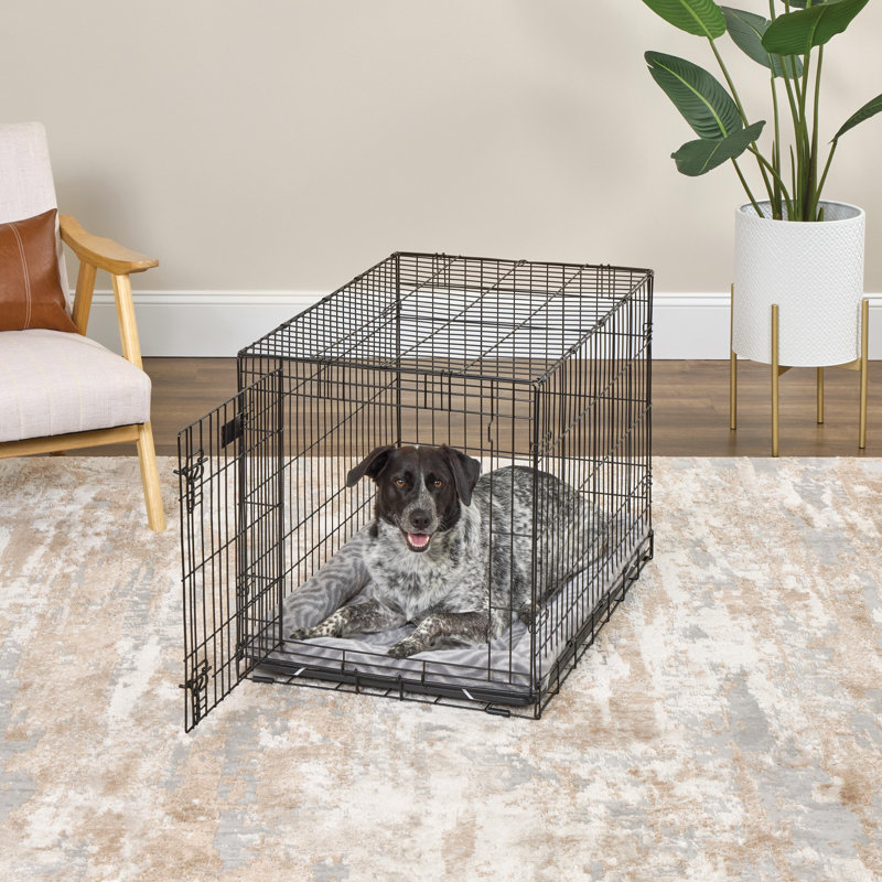 Gray Cotton Blend Rectangular Pet Bed for Medium Dogs
