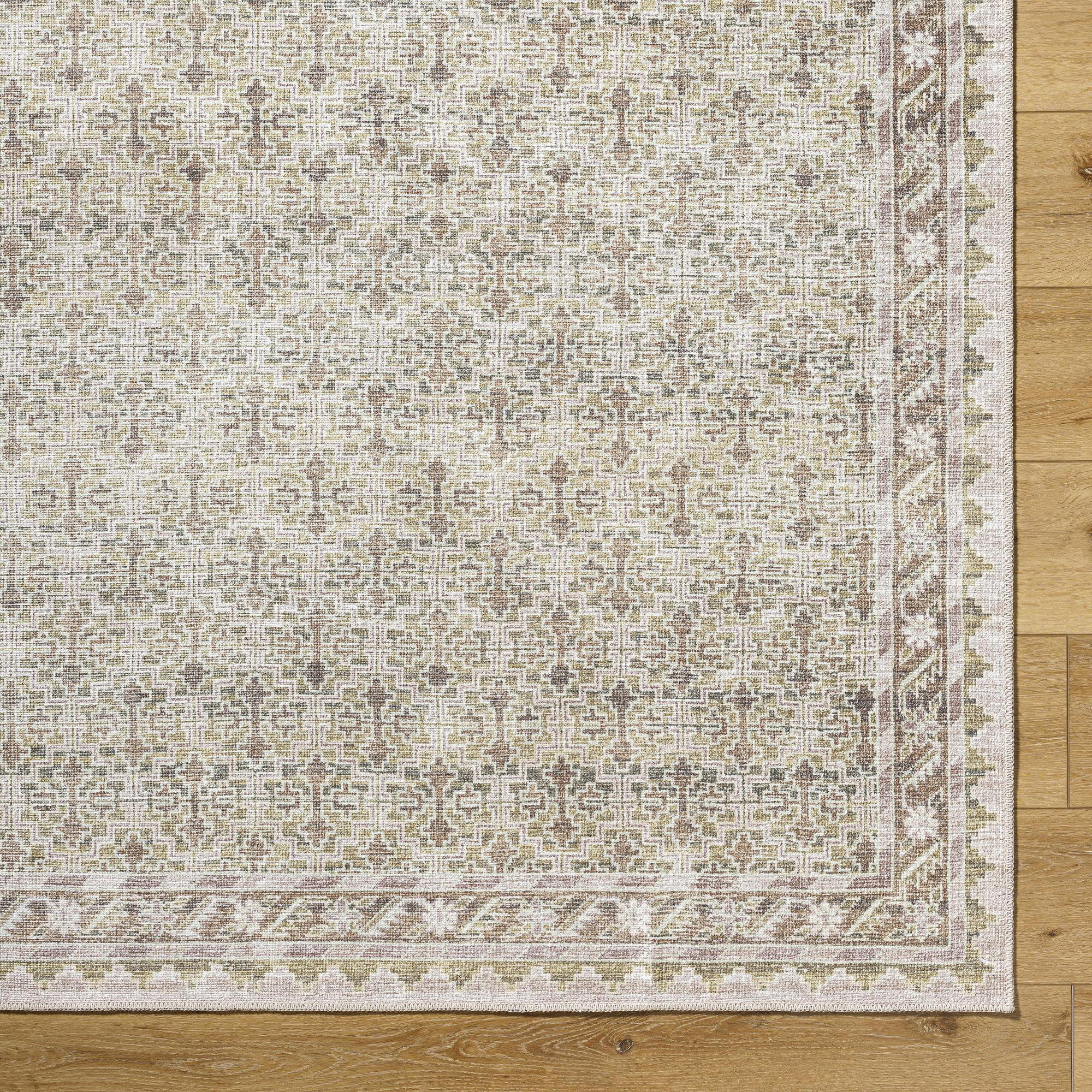 Our PNW Home x Livabliss Rainier Machine Washable Cream Traditional Area Rug, Rectangle 8'10" x 12'