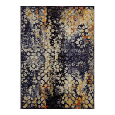 Dimonetta Abstract Navy Blue Area Rug