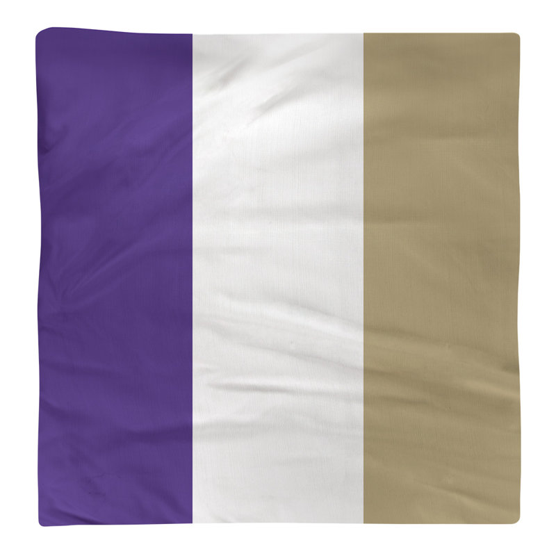 Striped Square Napkin, Purple/White/Gold, Cotton Twill, 10" H x 10" W x 0.25" D