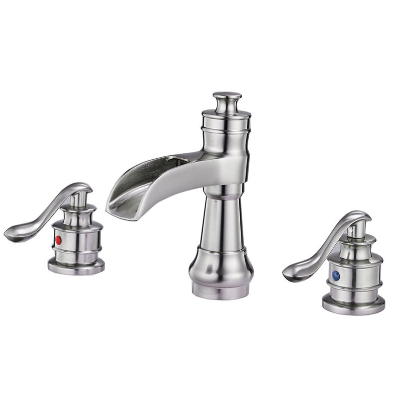 8-16 Inch 3 Holes 2 Handle Widespread Bathroom Sink Faucet, Drain Not Include, Brushed Nickel