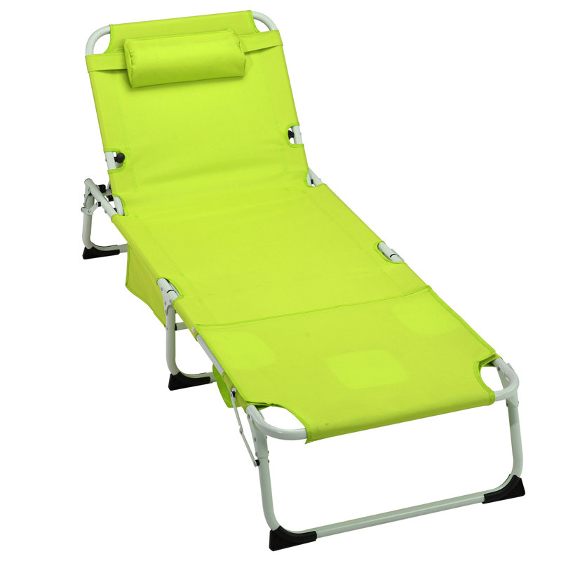 31 Tanning Chair, Adjustable 5 Positions, Spacious Outdoor Lounge, Beach, Deck, Side Pocket And Pillow Heavy Duty Folding Chaise, Patio, Pool, Lawn, Easy To Up