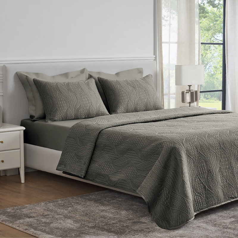 Ensemble de couvre-lit 3 pièces en coton matelassé Briar de P/Kaufmann Home, Queen Quilt + 2 Standard Shams, Coconut